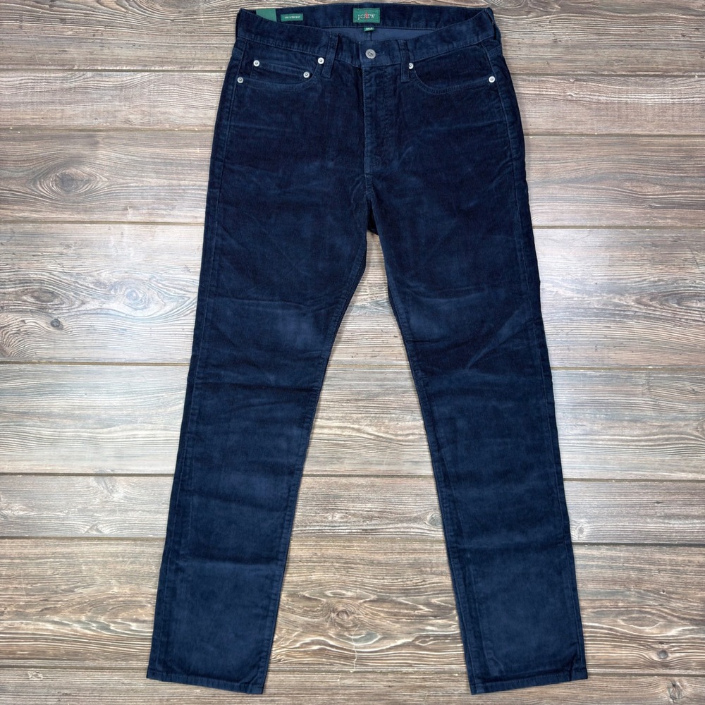 J.Crew Mens 32x32 770 Straight Five Pocket Corduroy Pants Navy Blue CM716